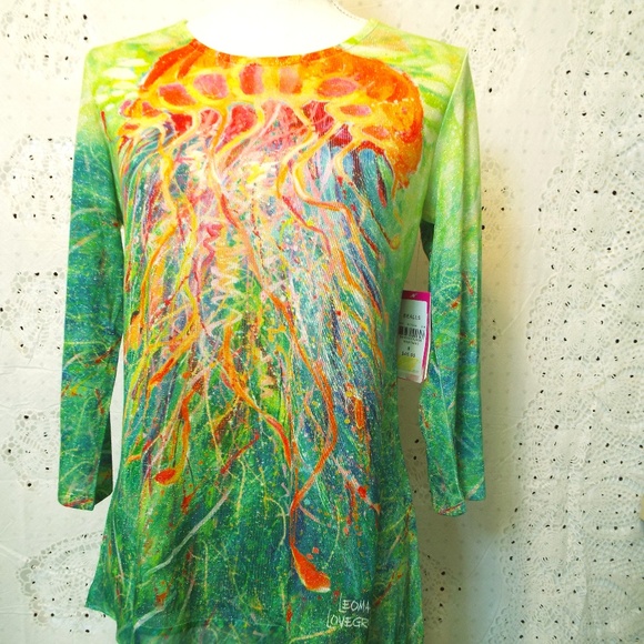 Leoma Lovegrove Tops - NWT Ladies Nautical Top with Coral Jellyfish SZ S